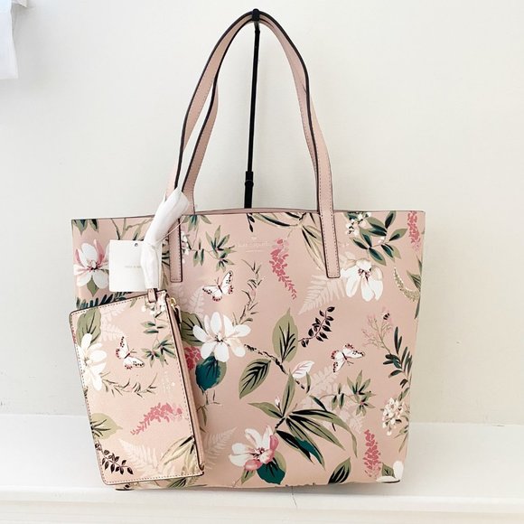 kate spade Handbags - Kate Spade Mya Botanical Arch Place Floral Reversible Tote Bag Pink Multi